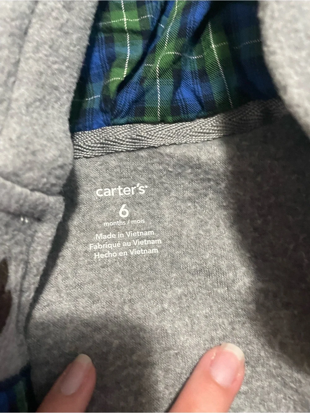 2/$12 Carters Plaid Moose One Piece - Boy